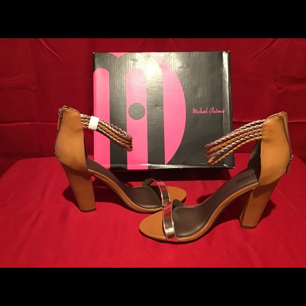 Caramel color sandals by Michael Antonio